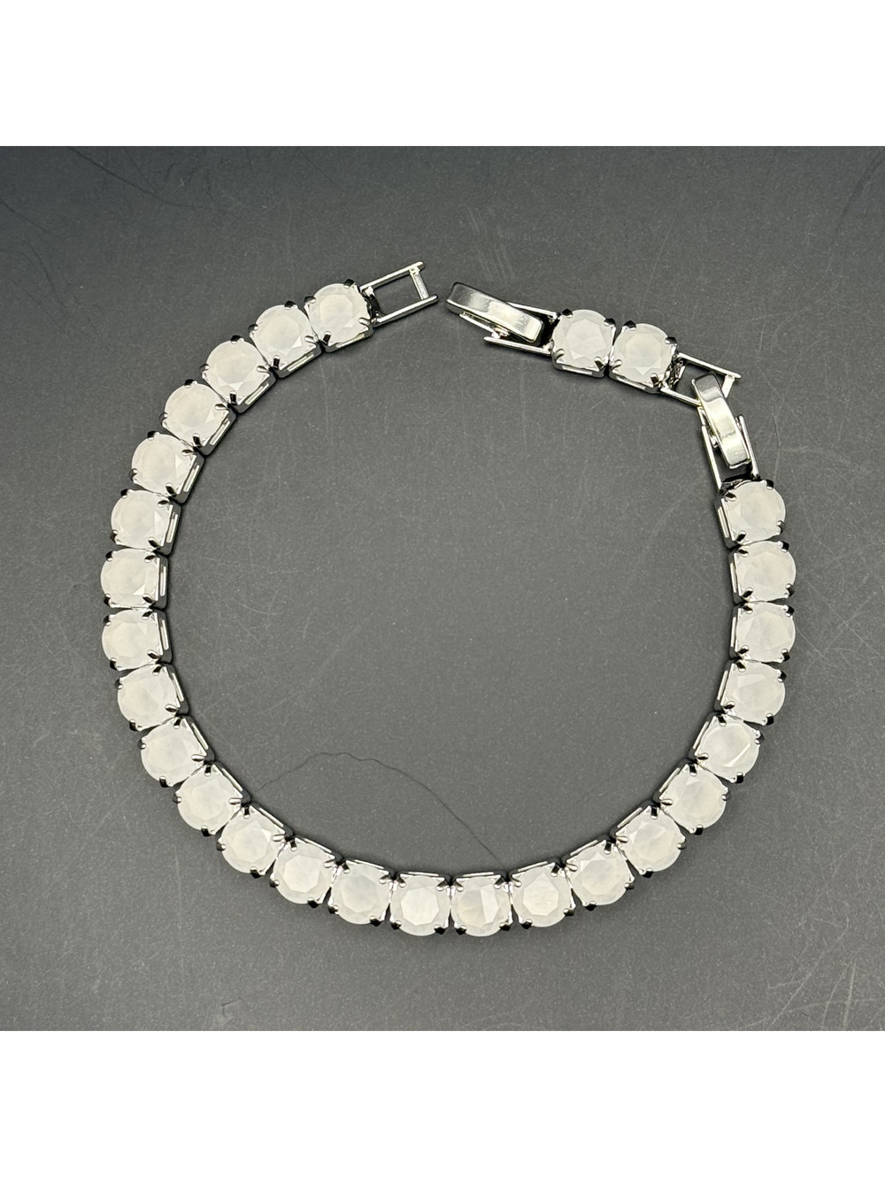 candy+clover milky white chunky crystal tennis bracelet